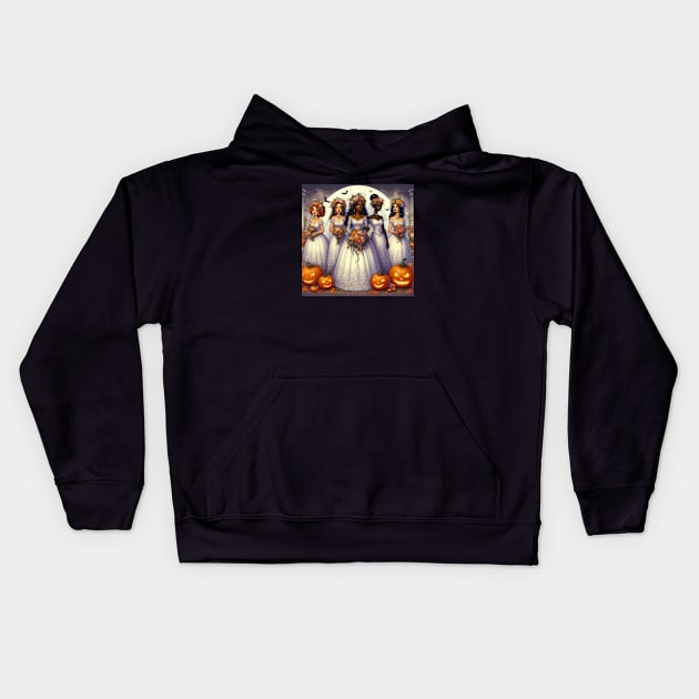 Halloween Bride and Bridesmaids Kids Hoodie by EverBride